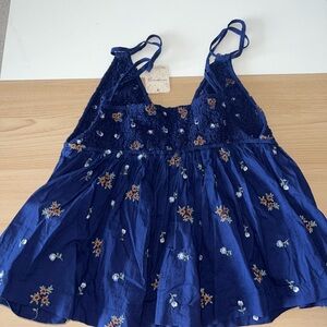 Free People Navy Lace Top